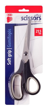 Office scissors, 21.5 cm, with rubber grips, ICO, black
