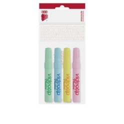   Szövegkiemelő készlet, 1-4 mm, ICO "Videotip", 4 különböző pasztell szín