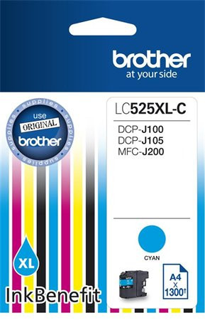 LC525XLC Ink cartridge for DCP-J100, J105 printers, BROTHER, cyan, 1300 pages
