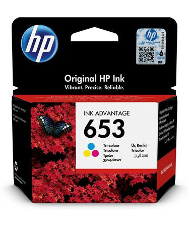 3YM74AE Ink cartridge for DeskJet Plus Ink Advantage 6075 All-in-One printer, HP 653, c+m+y, 200 pages