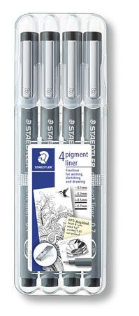 Inked felt set, STAEDTLER "Pigment Liner 308", black