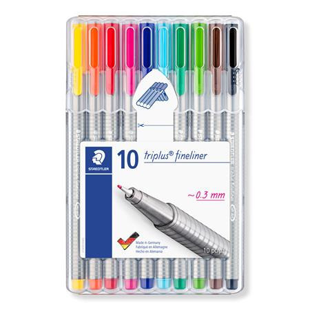 Needle felt set, 0.3 mm, STAEDTLER "Triplus 334", 10 different colours