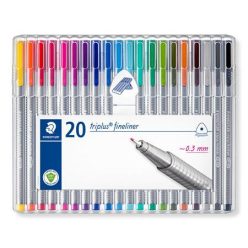   Tűfilc készlet, 0,3 mm, STAEDTLER "Triplus 334", 20 különböző szín
