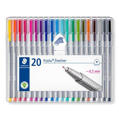 Needle felt set, 0.3 mm, STAEDTLER "Triplus 334", 20 different colours