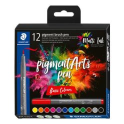   Ecsetirón készlet, STAEDTLER "Pigment brush 371", 12 különböző alapszín