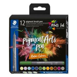   Ecsetirón készlet, STAEDTLER "Pigment brush 371", 12 különböző természeti szín