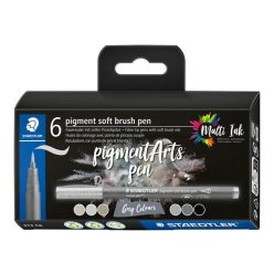   Set of brush pens STAEDTLER "Pigment 372", 6 different shades of black and grey
