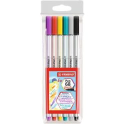   Brush eraser set STABILO "Pen 68 brush", 6 different colours