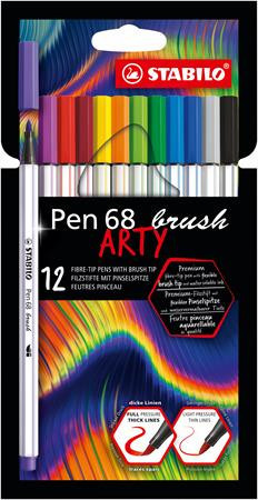 Set of STABILO "Pen 68 brush ARTY", 10 different colours