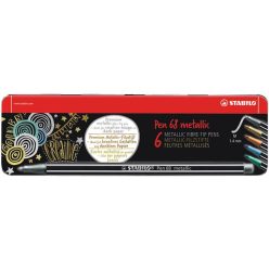   Rostirón készlet, fém doboz, 1,4 mm, STABILO "Pen 68 metallic", 6 különböző szín