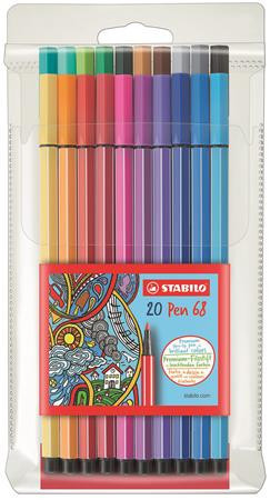 Set of 1 mm rust eraser, STABILO "Pen 68", 20 different colours