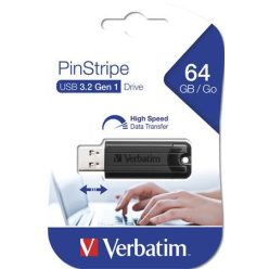   Pendrive, 64GB, USB 3.2, VERBATIM "Pinstripe", fekete