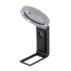   Nagyító, 90 mm, kihajtható állvánnyal, LED fénnyel, WEDO, fekete/fehér